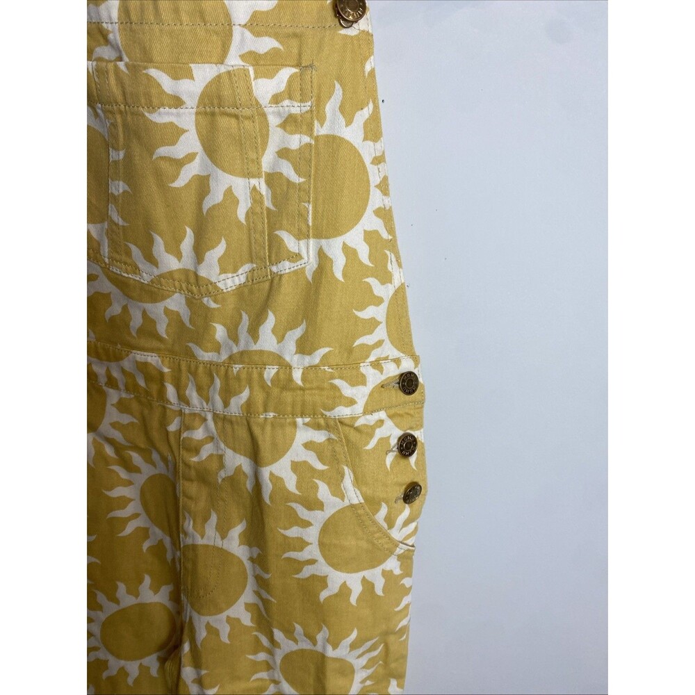 SHOW ME YOUR MUMU MARFA PARADISE SUN PRINT YELLOW DENIM OVERALLS XS $188 - Picture 4 of 8